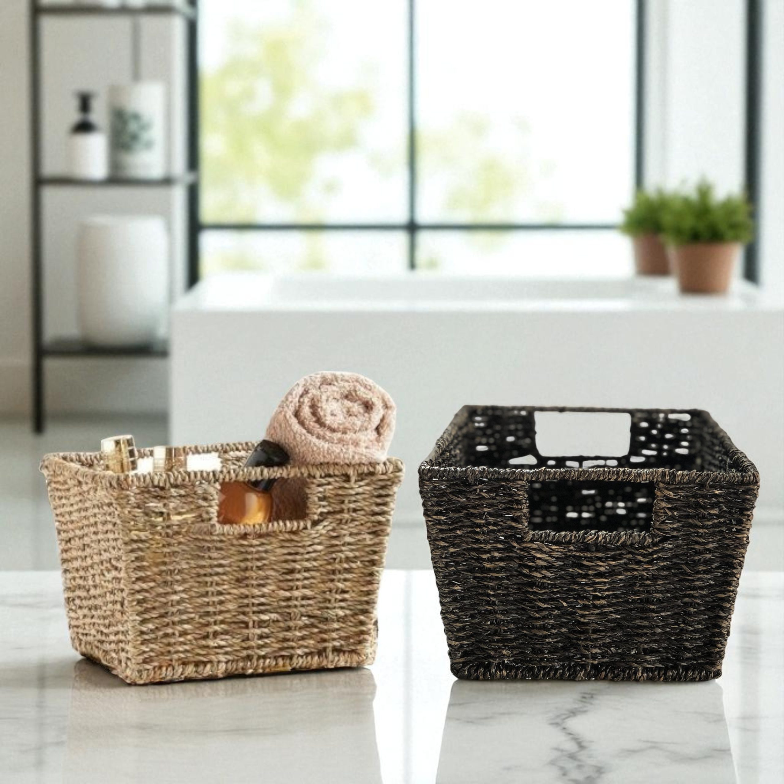 ISLA-4 Seagrass Rect Stackable Storage Baskets (4-Pack) - Image 2