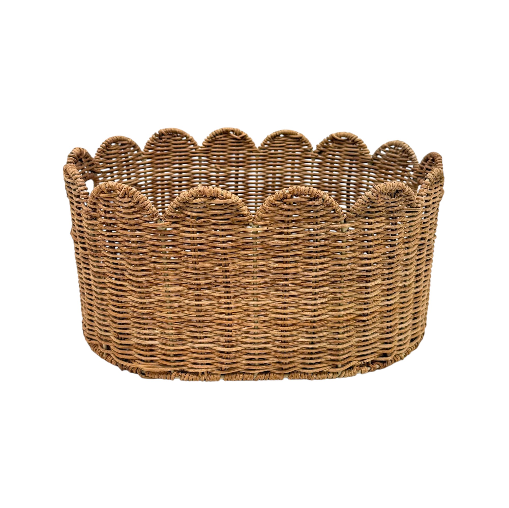 ISLA-5 Rattan Oval Scalloped Storage Baskets (Set 2) - Image 6