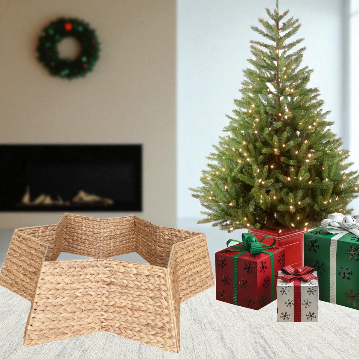 FIJI-1 Hyacinth Collapsible Hexastar Christmas Tree Collar