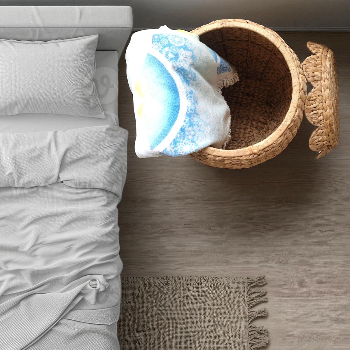 IBIZA-1 Hyacinth Stylish Scalloped Storage Stool Table - Image 3