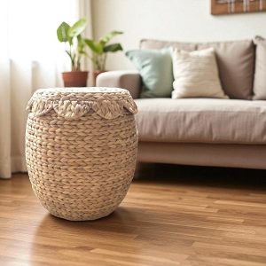 IBIZA-1 Hyacinth Stylish Scalloped Storage Stool Table