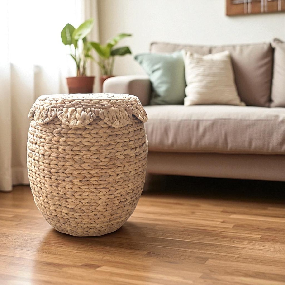 IBIZA-1 Hyacinth Stylish Scalloped Storage Stool Table